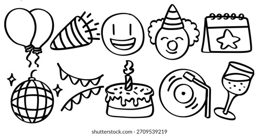 Conjunto de tema de planificación de eventos dibujado a mano Vector aislado