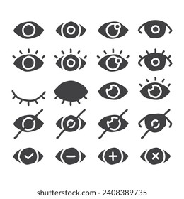Set of hand drawn eye, vision, simple eyes. Vector icon template