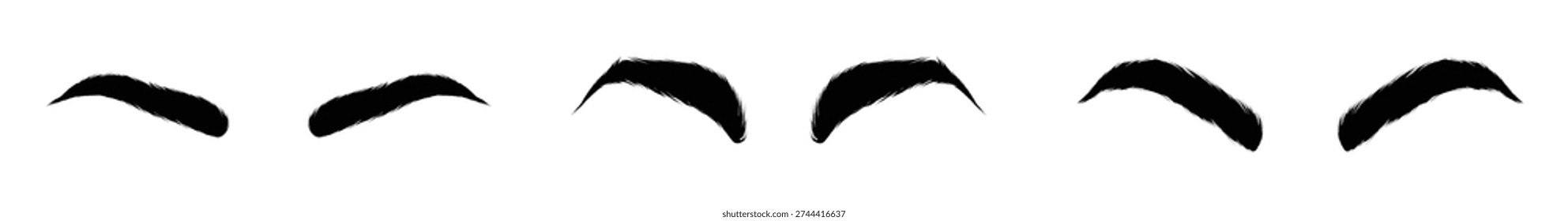 Set of hand drawn eyebrows, Set of human in art inc style. Sketches of the eyes of a woman and a man with different emotions. Black and white pencil drawing, vector illustration.
