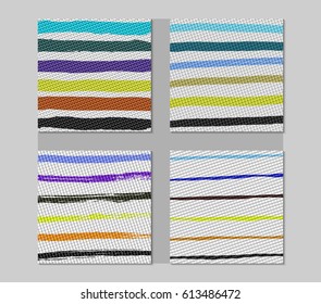 Set of Hand Drawn Fabric Cards with Colorful Texture Template Design Stock Vector Illustration