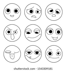 Set of hand drawn face on white background vector