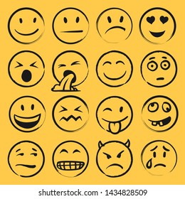 Set of hand drawn faces