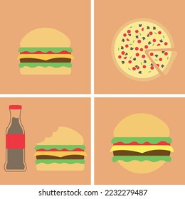 Set of hand drawn fast food illustrations.