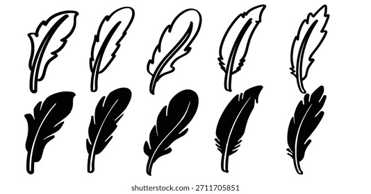 Conjunto de tema de plumas dibujado a mano Vector aislado