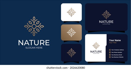 Set of hand drawn feminine and modern floral template logos and business cards