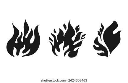 Set Hand gezeichnet des Feuer Flamme Symbol. Isoliert auf weißem Hintergrund. Vektor-Illustration