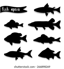 Set of hand drawn fish