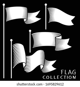 Set mit handgezeichnet Fahne. Handgezeichnete Vintage Collection Fahne. Vektorillustration und Illustration.