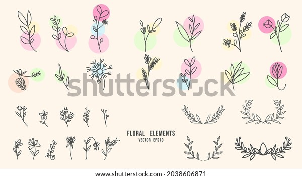 Set of hand\
drawn floral decoration elements isolated background , Flat Modern\
design , illustration Vector EPS\
10