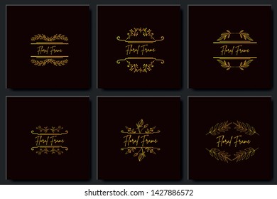 Set of Hand Drawn Floral Frame Vector