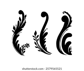Set of hand drawn floral lines