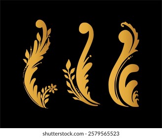 Set of hand drawn floral lines