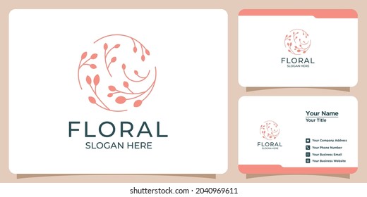 Set of hand drawn floral logo templates for beauty and business cards