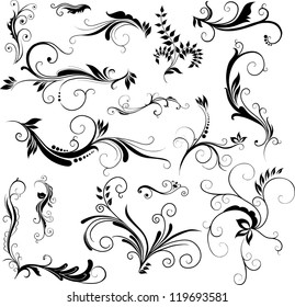 Set of hand drawn floral patterns