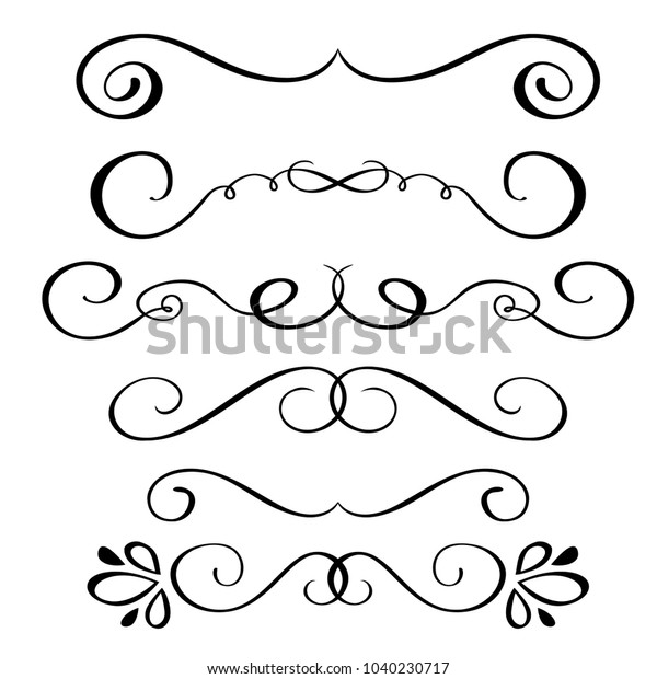 Set hand drawn flourish Calligraphy\
elements. Vector illustration on a white\
background