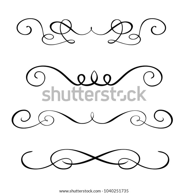 Set Hand Drawn Flourish Calligraphy Elements Stock Vector (Royalty Free ...