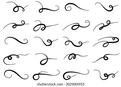 Set of hand drawn flourish elements