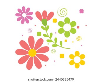 Set of Hand drawn flower vector illustration