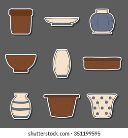 Set of hand drawn flowerpots for your houseplant or decoration design