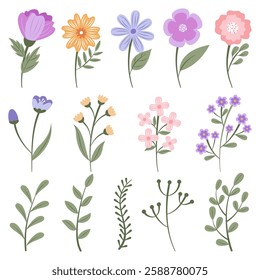 set of hand drawn flowers
