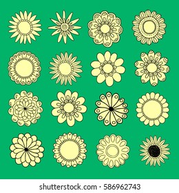 Set of hand drawn flowers