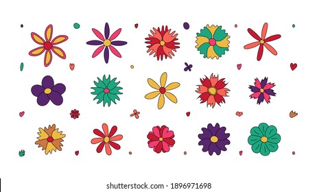 Set of hand drawn flowers. Doodle style. Vector illustration