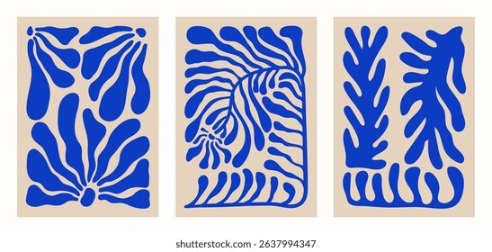 Set of hand drawn flowers naive art style, contemporary botanical elements for print.