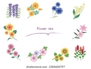 Conjunto de ilustraciones vectoriales de flores dibujadas a mano
