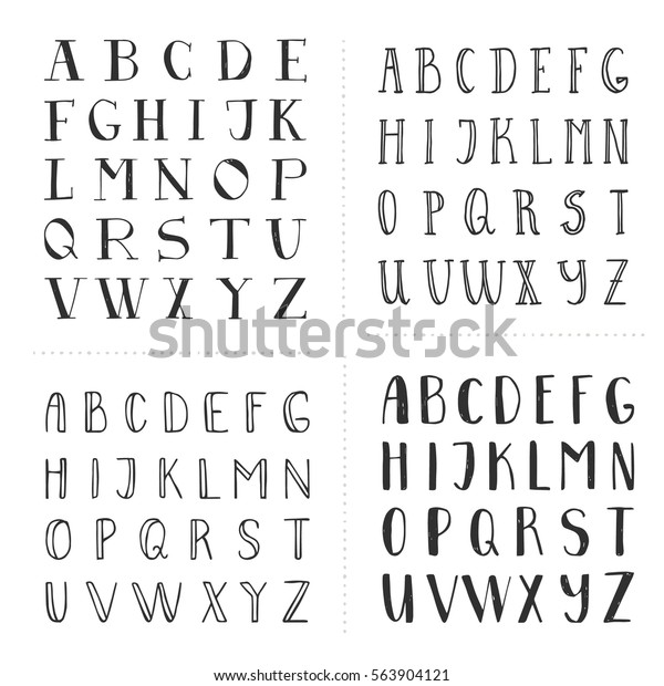 Set Hand Drawn Fonts Script Letters Stock Vector Royalty Free 563904121