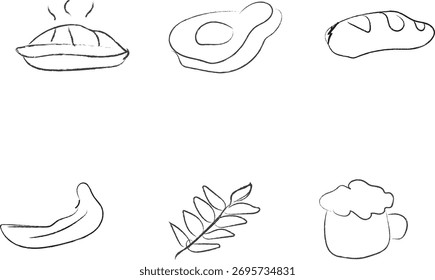 Set of hand drawn food