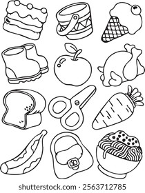 Set of hand drawn food icons vector clipart