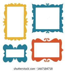 Set of hand drawn frames. Color vector items collection. Illustration with shapes. Design for prints and cards.