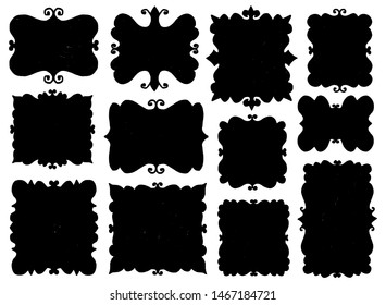 Set of hand drawn frames. Color vector items collection. Illustration with shapes. Design for prints and cards.