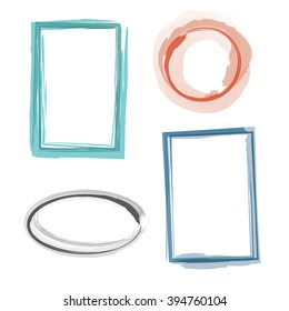 set of hand drawn frames. colorful elements for vector design