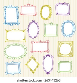 Set of hand drawn frames. Hand drawn design elements. Vector illustration