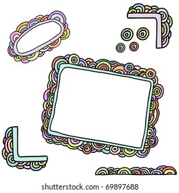 set of hand drawn frames and design elements