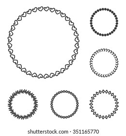 Set of hand drawn frames isolated on white background.