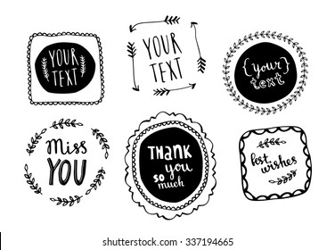 Set of hand drawn frames with lettering for your design