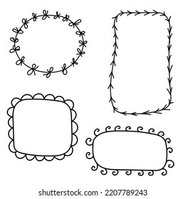 Set of hand drawn frames. Vector illustration. Sketch, doodle.