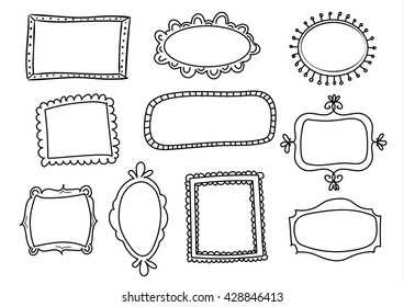  set of hand drawn frames. vector design elements