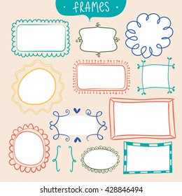 set of hand drawn frames. vector design elements