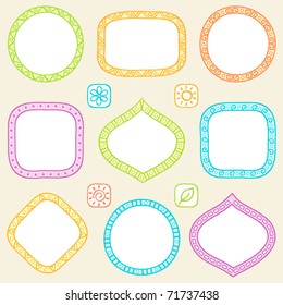 Set of hand drawn frames. Vector illustration.