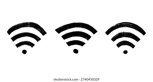 Set of hand drawn free wifi spot zone sign Public wi-fi area sign Wireless internet clipart in doodle style Single element for print, web, design, decor 3G, 4G, 5G, 6G, IoT