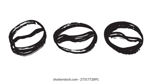 Conjunto de grano de café tostado fresco dibujado a mano Arabica robusta semilla doodle Elemento único para diseño de impresión de embalaje etiqueta decoración