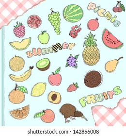 Set of hand drawn fruits