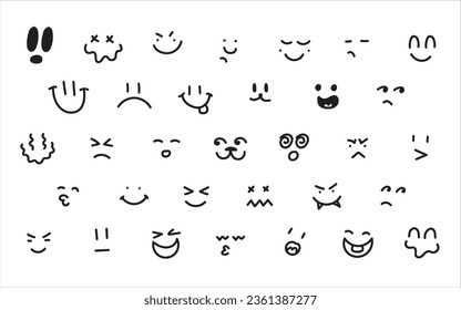 Set of hand drawn funny faces vector design
