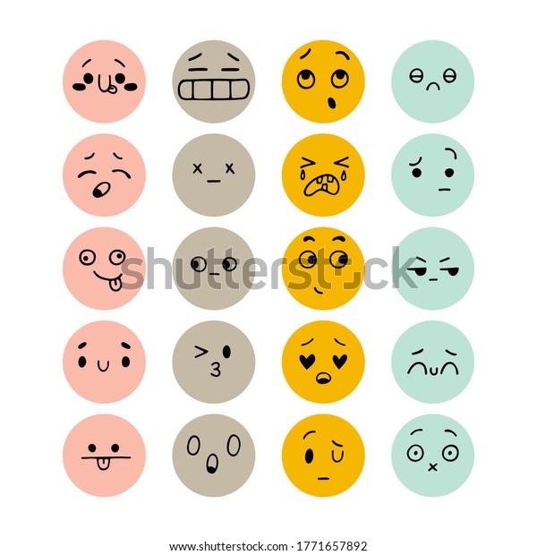 Set Hand Drawn Funny Faces Sketched Stock Vector (Royalty Free ...