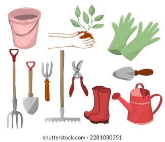 Set of Hand Drawn Garden Tool