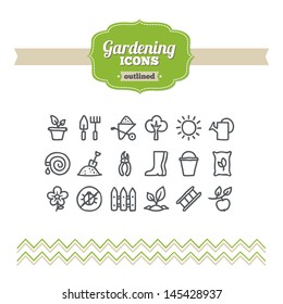 Set of hand drawn gardening icons