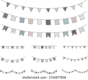 Set of hand drawn garland illustrations